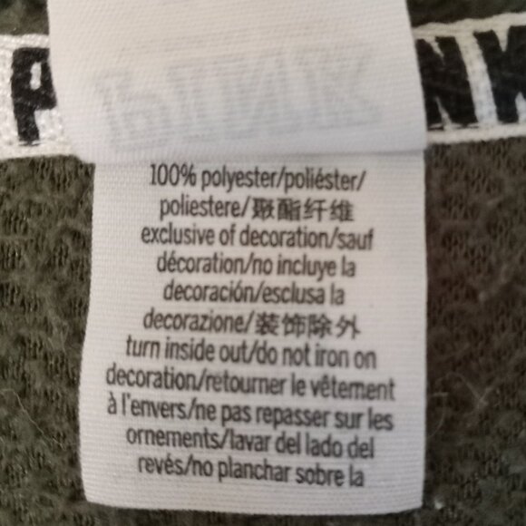 PINK Victoria's Secret Army / Olive Green Cuddly Sherpa 1/4-Zip Top - Picture 5 of 5